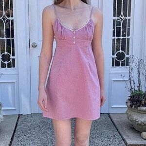 Brandy Melville Red & White Gingham Checkered Mini Dress
